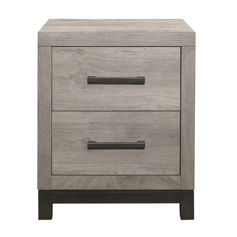 Queen Bedroom Set, Gray Wood, 5 Piece Set with 2 Nightstands, Dresser, and Mirror