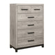 Queen Bedroom Set, Gray Wood, 5 Piece Set with 2 Nightstands, Dresser, and Chest
