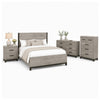 Queen Bedroom Set, Gray Wood, 4 Piece Set with Nightstand, Dresser, and Chest