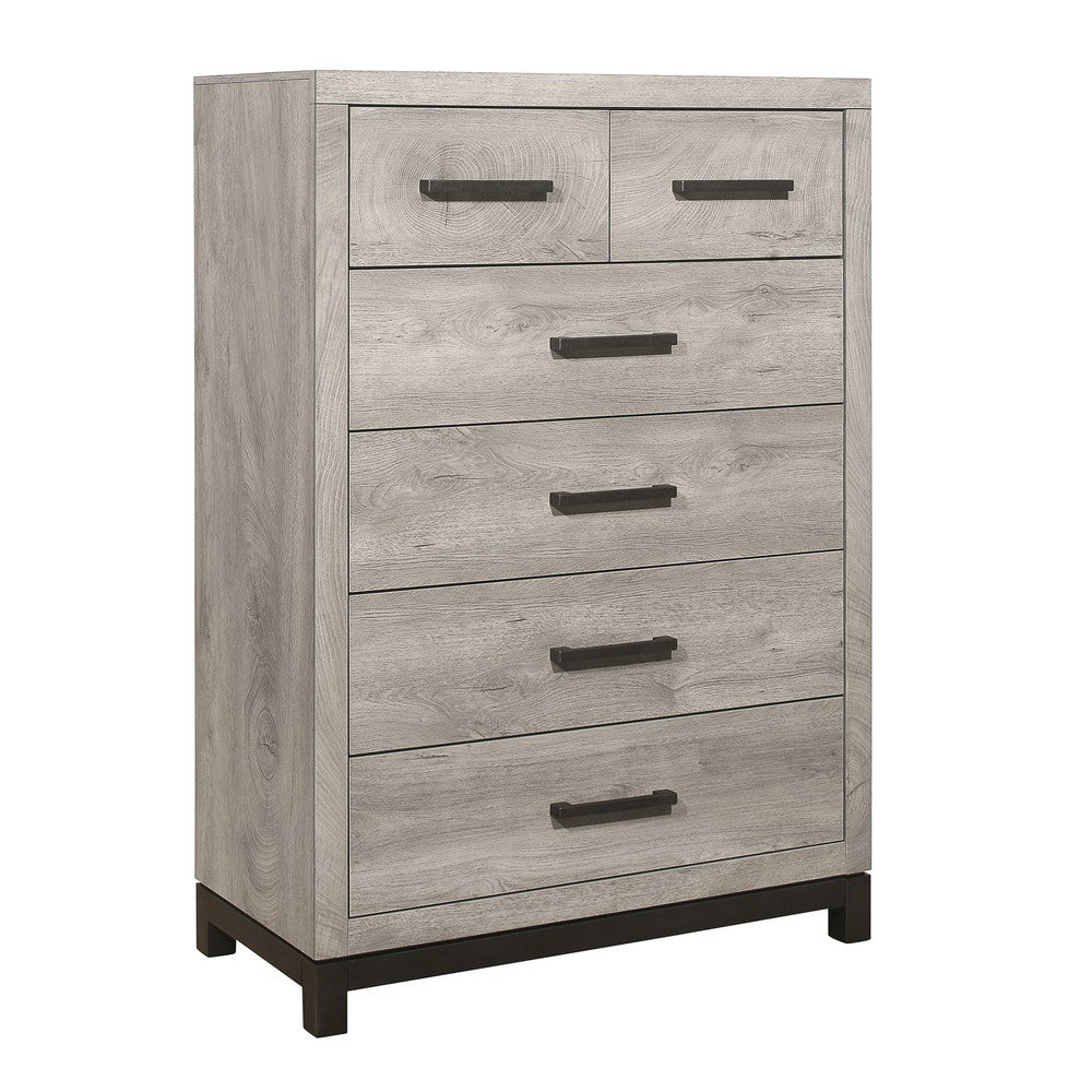 Queen Bedroom Set, Gray Wood, 4 Piece Set with Nightstand, Dresser, and Chest