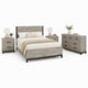Queen Bedroom Set, Gray Wood, 4 Piece Set with 2 Nightstands and Dresser
