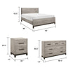 Queen Bedroom Set, Gray Wood, 4 Piece Set with 2 Nightstands and Dresser