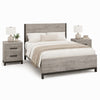 Queen Bedroom Set, Gray Wood, 3 Piece Set with 2 Nightstands