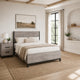 Queen Bedroom Set, Gray Wood, 2 Piece Set with Nightstand