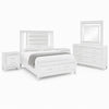 Queen Bedroom Set, White Wood, 5 Piece Set with 2 Nightstands, Dresser, and Mirror