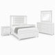 Queen Bedroom Set, White Wood, 5 Piece Set with 2 Nightstands, Dresser, and Mirror