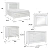 Queen Bedroom Set, White Wood, 5 Piece Set with 2 Nightstands, Dresser, and Mirror