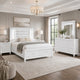 Queen Bedroom Set, White Wood, 5 Piece Set with 2 Nightstands, Dresser, and Mirror