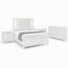 Queen Bedroom Set, White Wood, 4 Piece Set with 2 Nightstands and Dresser