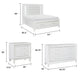 Queen Bedroom Set, White Wood, 4 Piece Set with 2 Nightstands and Dresser