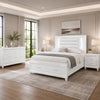 Queen Bedroom Set, White Wood, 4 Piece Set with 2 Nightstands and Dresser