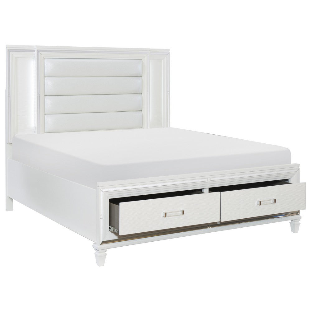 Queen Bedroom Set, White Wood, 3 Piece Set with 2 Nightstands