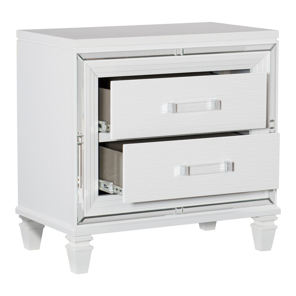 Queen Bedroom Set, White Wood, 3 Piece Set with 2 Nightstands