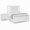 Queen Bedroom Set, White Wood, 2 Piece Set with Nightstand