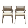 Gena Outdoor Dining Chair Set of 2 | Cream Cushions | Gray Acacia Wood