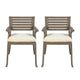 Gena Outdoor Dining Chair Set of 2 | Cream Cushions | Gray Acacia Wood