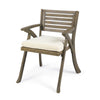 Gena Outdoor Dining Chair Set of 2 | Cream Cushions | Gray Acacia Wood