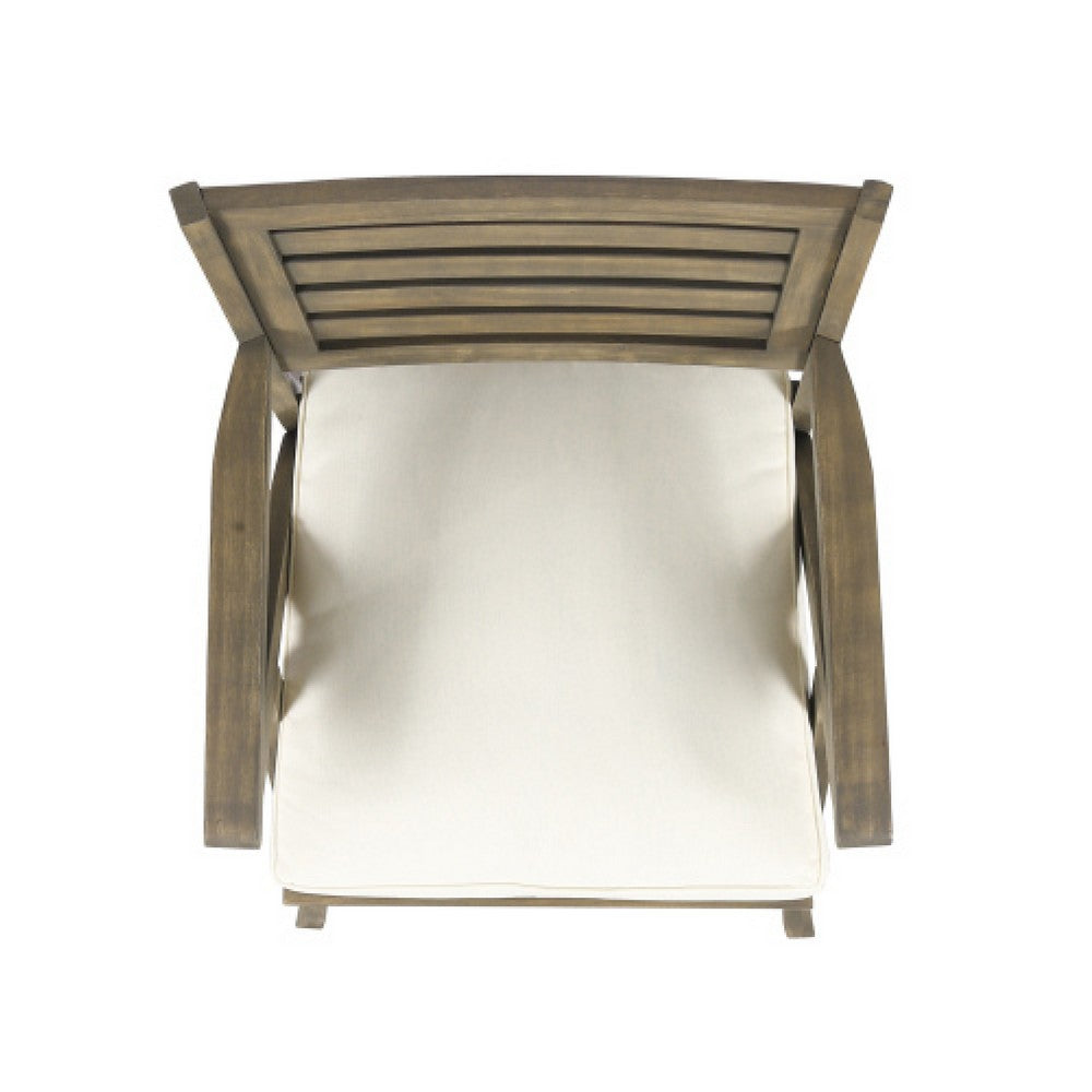 Gena Outdoor Dining Chair Set of 2 | Cream Cushions | Gray Acacia Wood