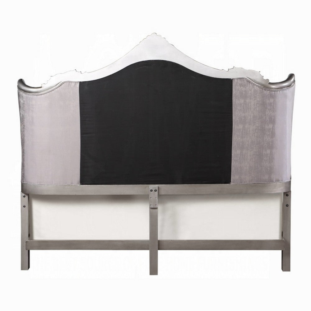 Ari King Bed | Wingback | Taupe Gray Velvet Upholstery | Traditional