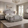 Ari King Bed | Wingback | Taupe Gray Velvet Upholstery | Traditional