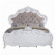 Tisha King Bed | Tufted Dark Beige Chenille Upholstery | Scallop Edges White
