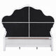 Tisha King Bed | Tufted Dark Beige Chenille Upholstery | Scallop Edges White