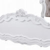 Tisha King Bed | Tufted Dark Beige Chenille Upholstery | Scallop Edges White