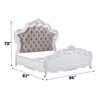 Tisha King Bed | Tufted Dark Beige Chenille Upholstery | Scallop Edges White