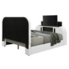 Kery King LED Bed | TV Cabinet | Fireplace | White Teddy Sherpa Upholstery