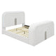 Kery King LED Bed | TV Cabinet | Fireplace | White Teddy Sherpa Upholstery