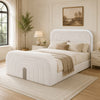 Kery King LED Bed | TV Cabinet | Fireplace | White Teddy Sherpa Upholstery