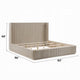 Dery King Bed | Wingback | Vertical Reeds | Plinth Base | Light Oak Brown