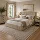 Dery King Bed | Wingback | Vertical Reeds | Plinth Base | Light Oak Brown
