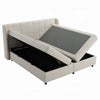 Koe Queen Storage Bed | Wingback | Channel Tufted Beige Chenille Upholstery