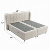 Koe Queen Storage Bed | Wingback | Channel Tufted Beige Chenille Upholstery