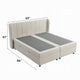 Koe Queen Storage Bed | Wingback | Channel Tufted Beige Chenille Upholstery