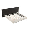 Jeh King Low Platform Bed | Fluted Headboard | Beige Linen | Espresso Brown