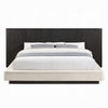 Jeh King Low Platform Bed | Fluted Headboard | Beige Linen | Espresso Brown