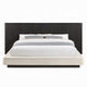 Jeh King Low Platform Bed | Fluted Headboard | Beige Linen | Espresso Brown