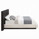 Jeh King Low Platform Bed | Fluted Headboard | Beige Linen | Espresso Brown