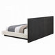 Jeh King Low Platform Bed | Fluted Headboard | Beige Linen | Espresso Brown