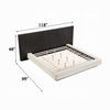 Jeh King Low Platform Bed | Fluted Headboard | Beige Linen | Espresso Brown