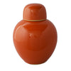Decorative Ginger Jar with Dome Lid | Orange Glazed Ceramic | 11"