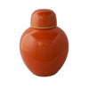 Decorative Ginger Jar with Dome Lid | Orange Glazed Ceramic | 11"