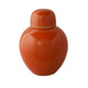 Decorative Ginger Jar with Dome Lid | Orange Glazed Ceramic | 11"