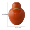 Decorative Ginger Jar with Dome Lid | Orange Glazed Ceramic | 11"