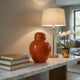 Decorative Ginger Jar with Dome Lid | Orange Glazed Ceramic | 11"