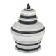 Decorative Ginger Jar with Lid | Black & White Striped Ceramic | 12"