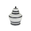 Decorative Ginger Jar with Lid | Black & White Striped Ceramic | 12"