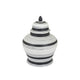 Decorative Ginger Jar with Lid | Black & White Striped Ceramic | 12"